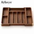 Rellavyn™ Expandable Walnut Cutlery Drawer Organizer