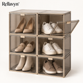 Rellavyn™ Stackable Clear Shoe Storage Boxes with Drop-Front Doors