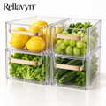 Rellavyn™ Stackable Clear Refrigerator Organizer Bins, Set of 4