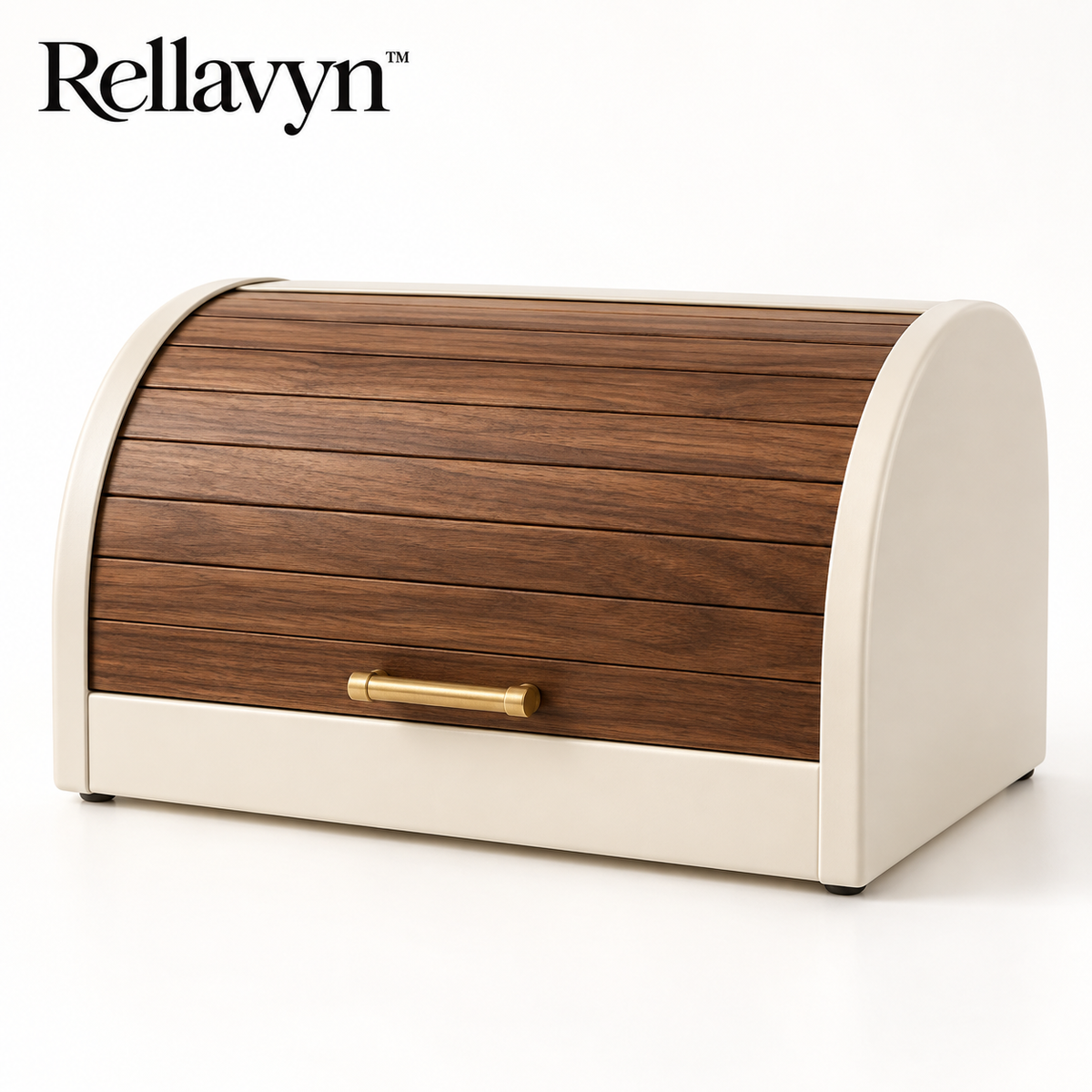 Rellavyn™ Roll-Top Bread Box with Walnut Door