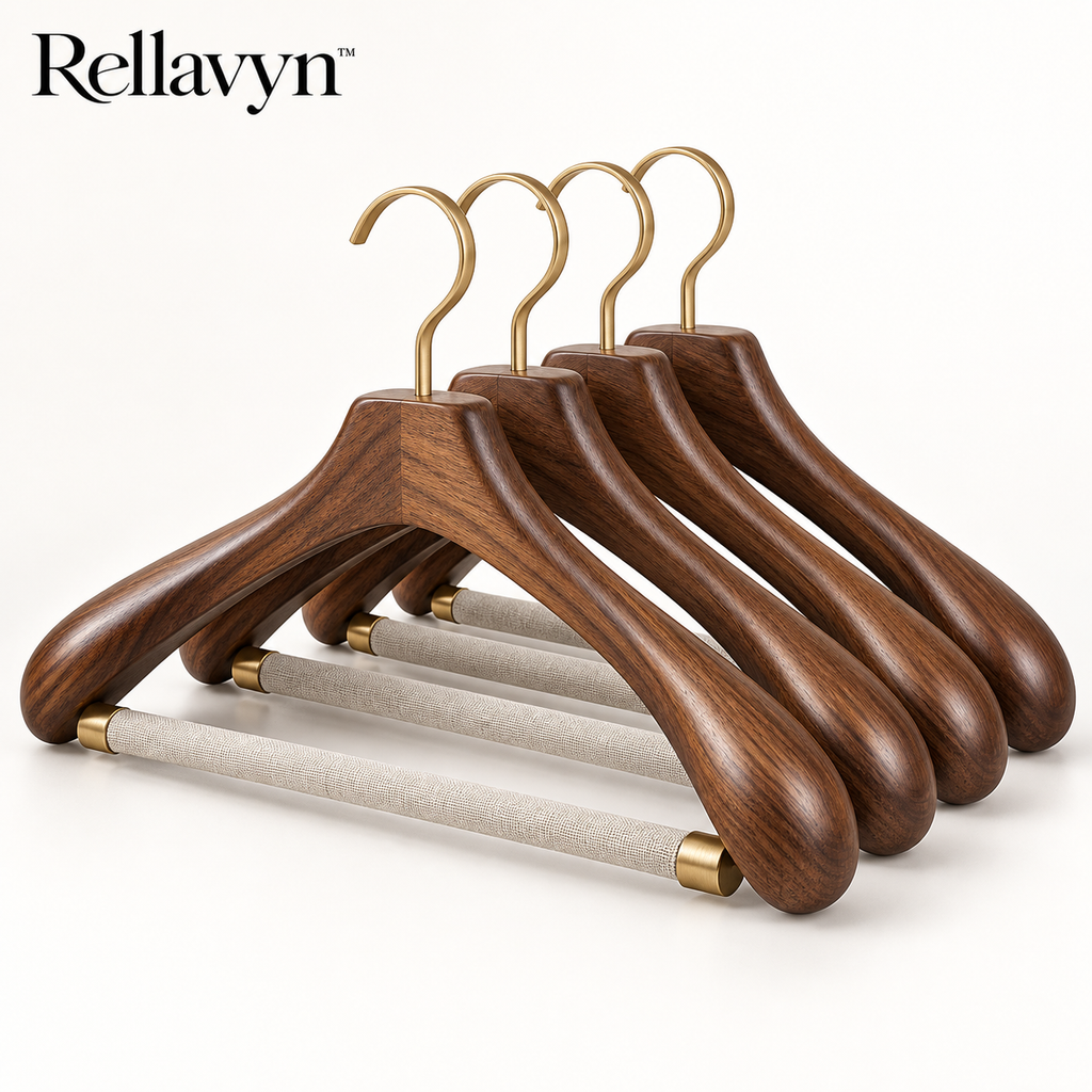 Rellavyn™ Premium Walnut Wood Hangers, Set of 4