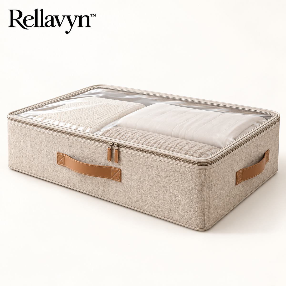 Rellavyn™ Linen Under-Bed Storage Bag with Clear Top