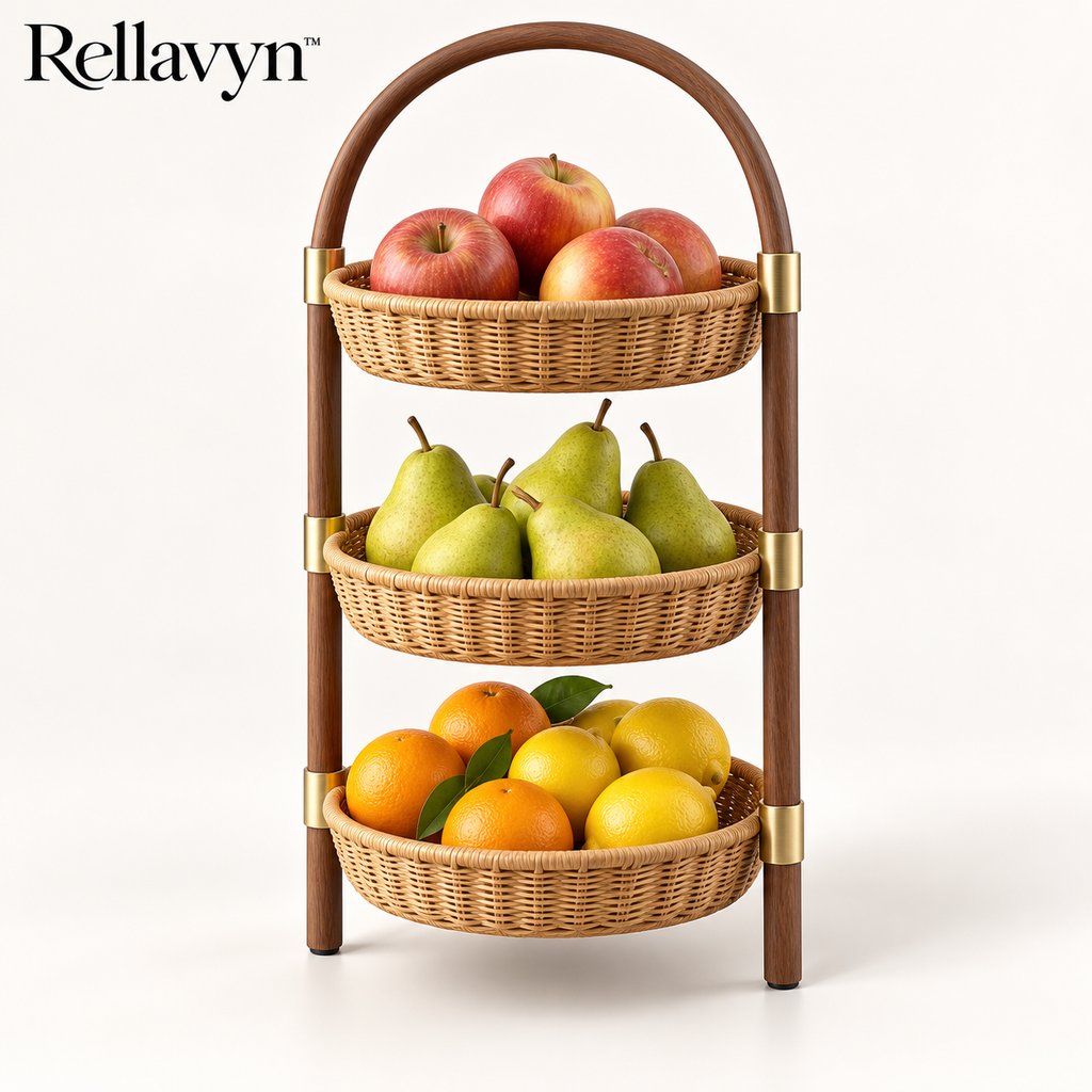 Rellavyn™ Three-Tier Rattan Fruit and Produce Stand