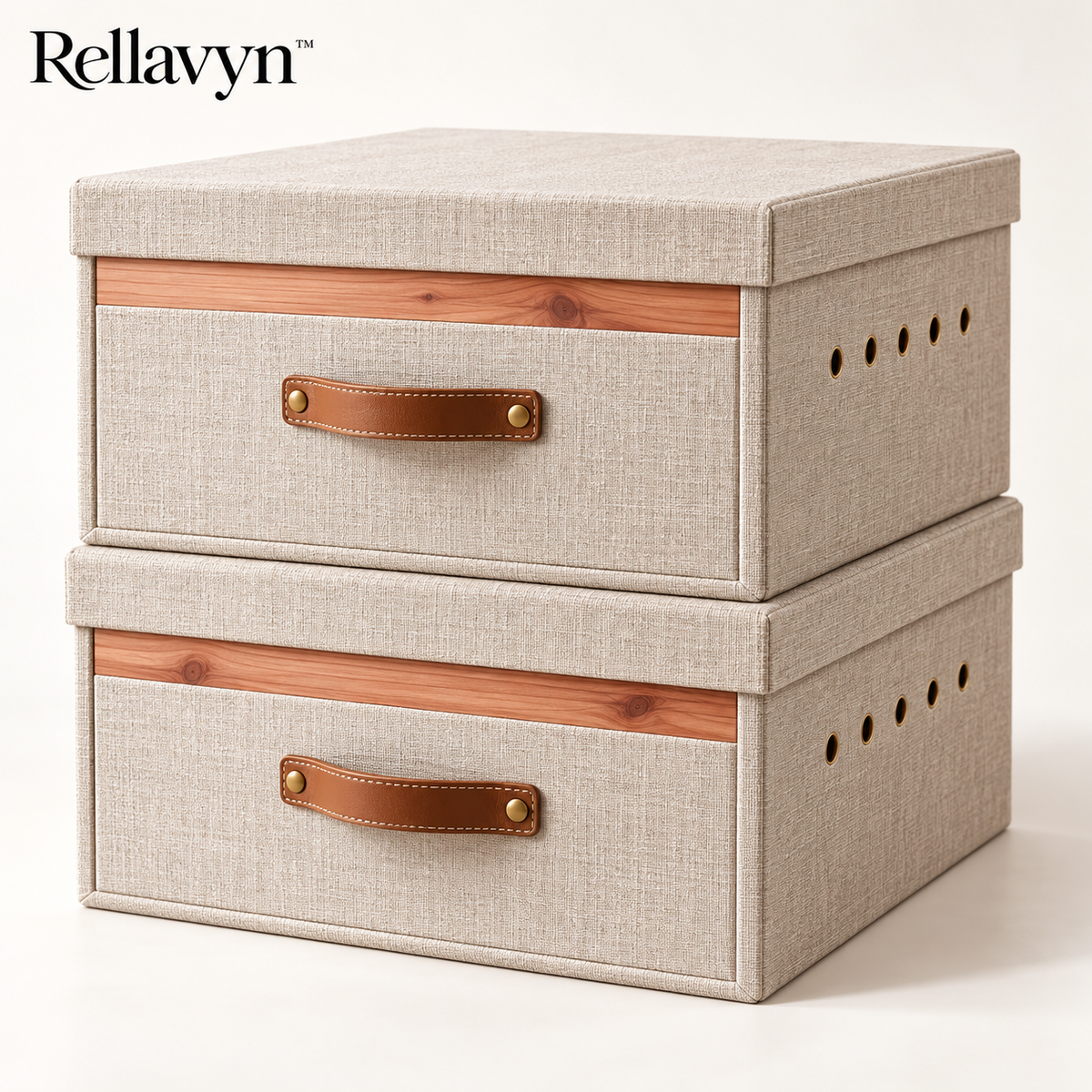 Rellavyn™ Stackable Linen Sweater Storage Boxes, Set of 2