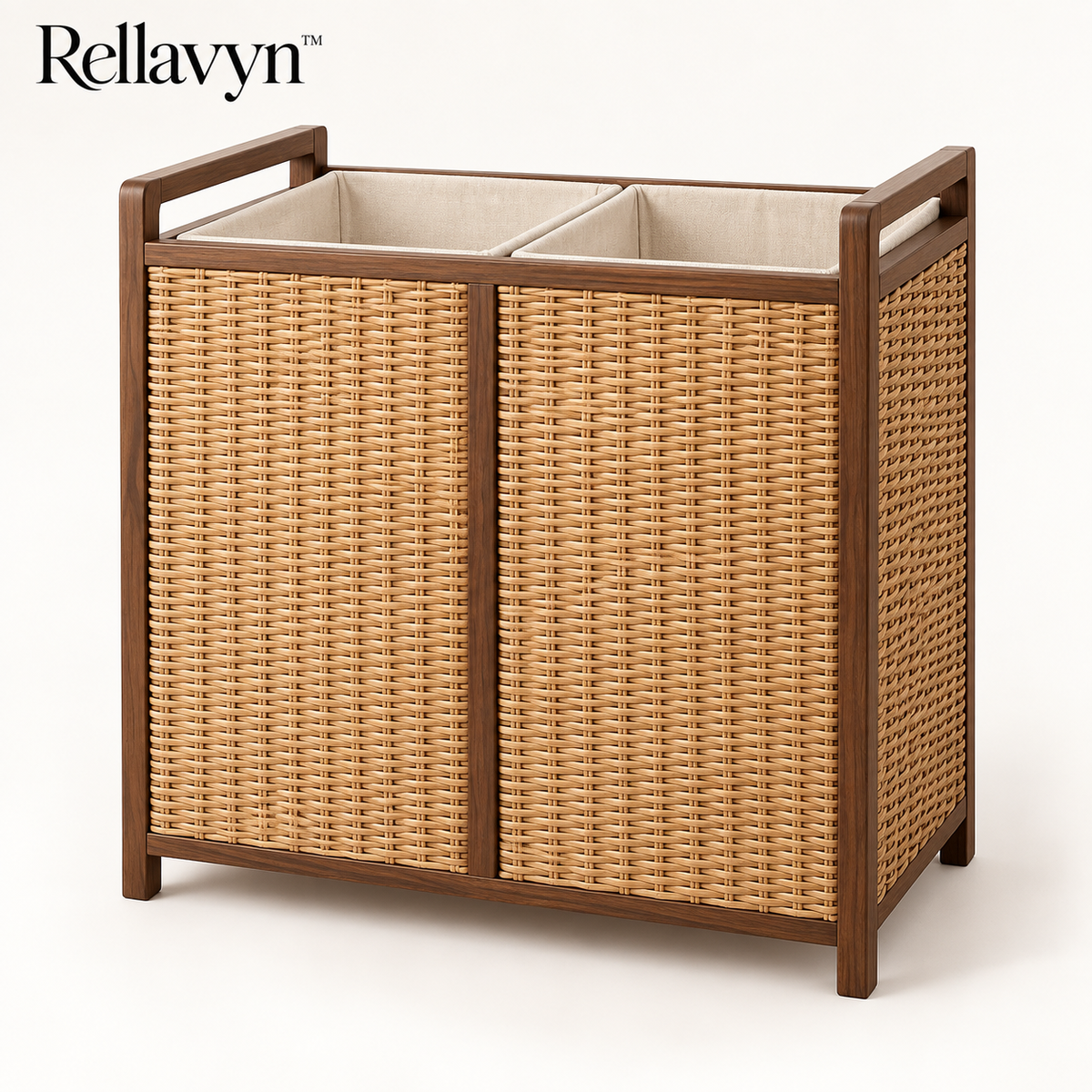 Rellavyn™ Double-Compartment Rattan Laundry Hamper