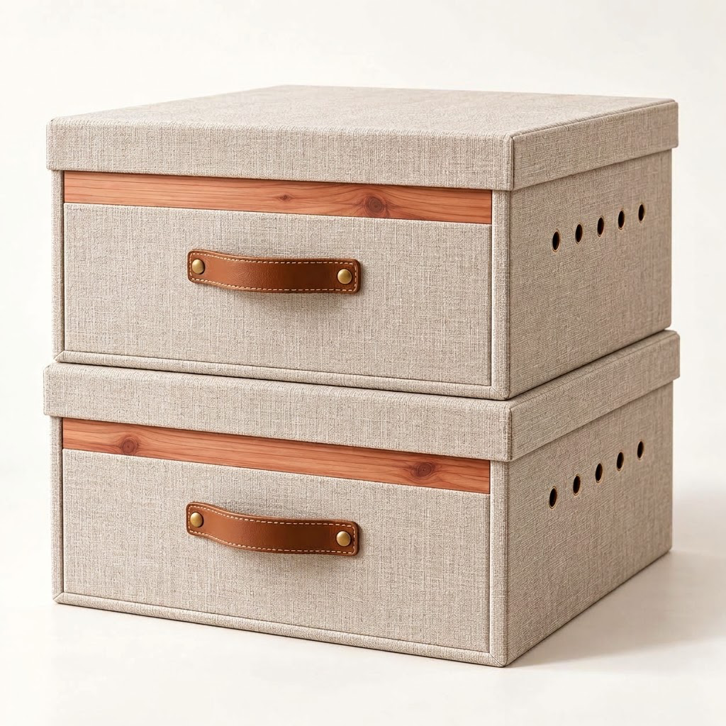 Rellavyn™ Stackable Linen Sweater Storage Boxes, Set of 2