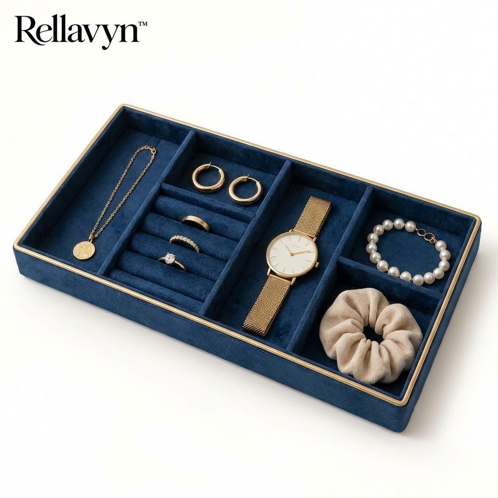 Rellavyn™ Velvet Jewelry and Accessory Organizer Tray