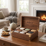 Rellavyn™ Walnut Tea Bag and Coffee Pod Organizer Box