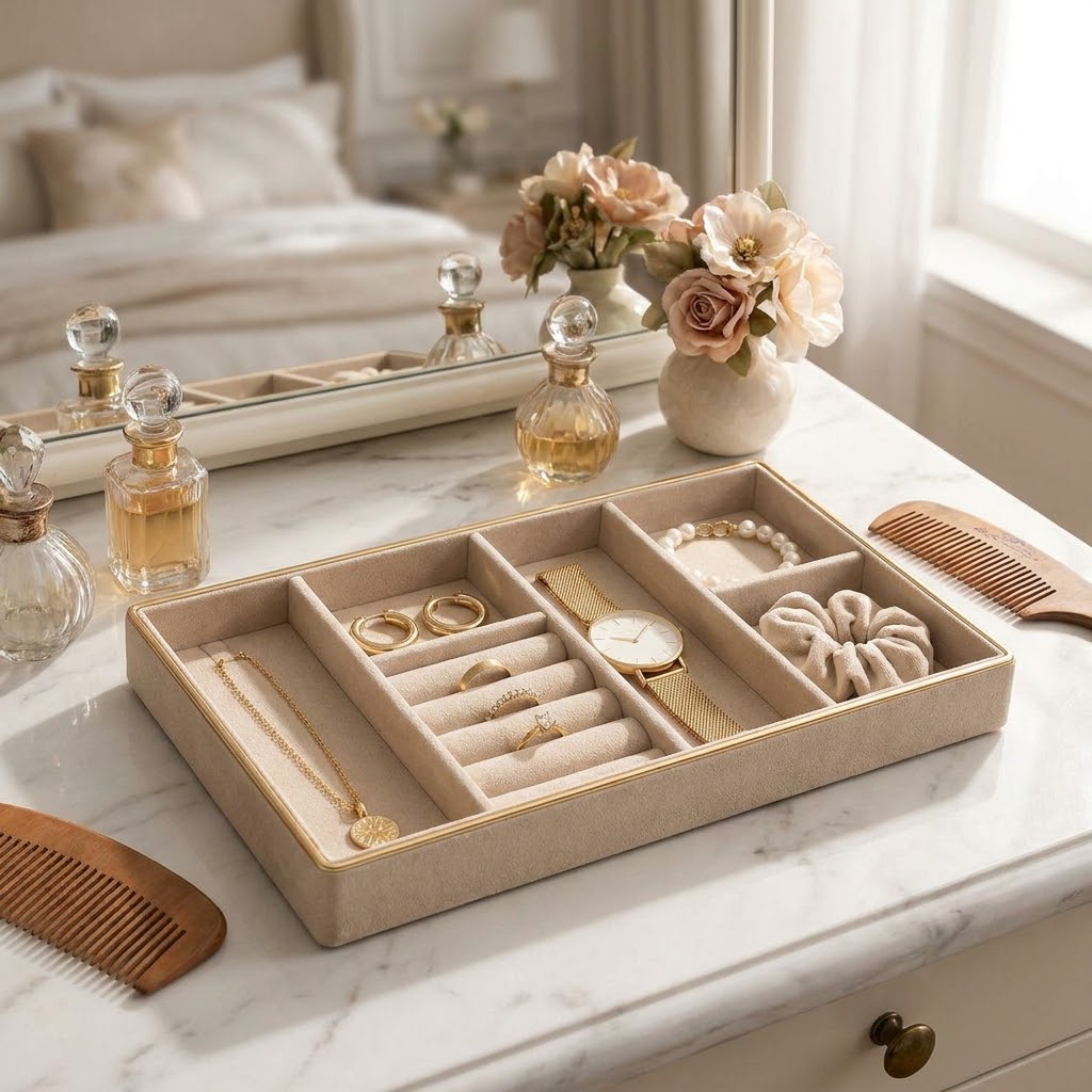 Rellavyn™ Velvet Jewelry and Accessory Organizer Tray
