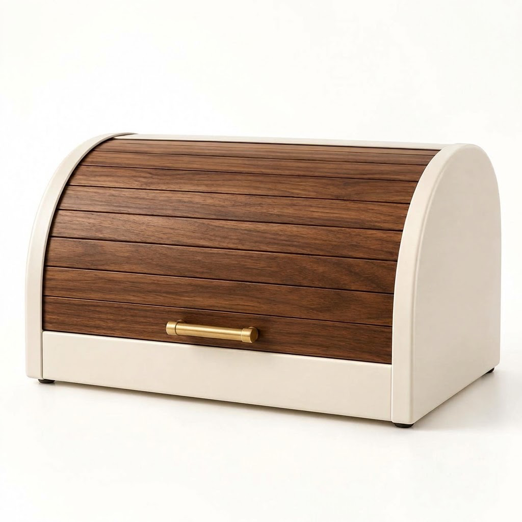 Rellavyn™ Roll-Top Bread Box with Walnut Door