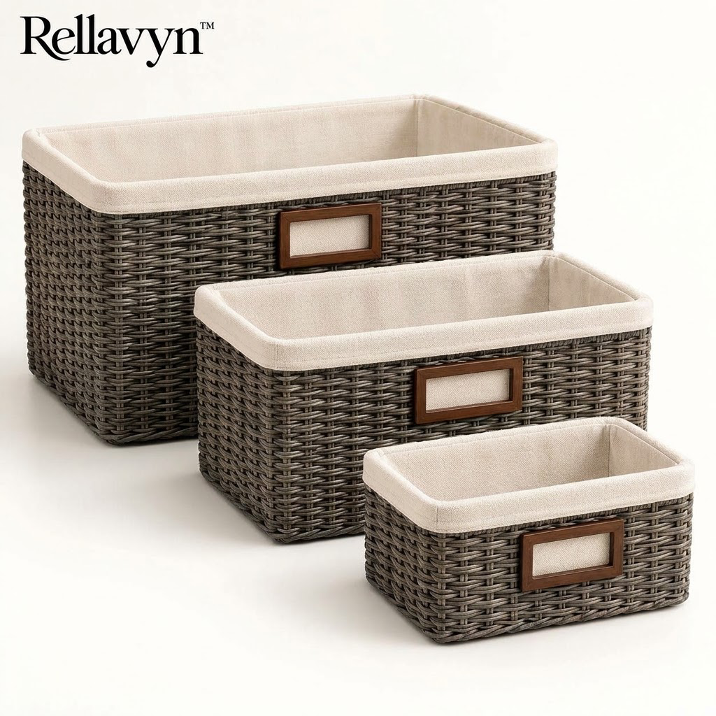 Rellavyn™ Woven Pantry Storage Baskets, Set of 3