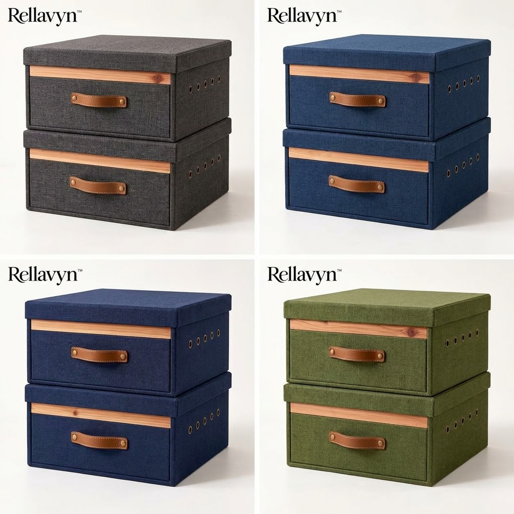 Rellavyn™ Stackable Linen Sweater Storage Boxes, Set of 2