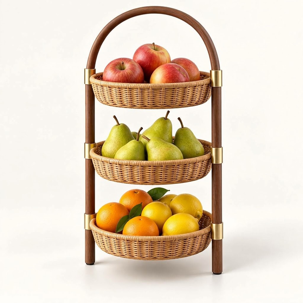Rellavyn™ Three-Tier Rattan Fruit and Produce Stand