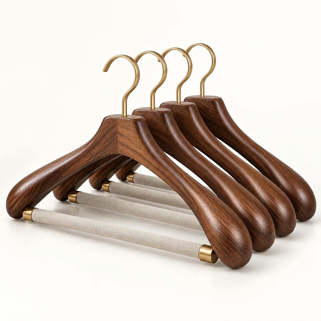 Rellavyn™ Premium Walnut Wood Hangers, Set of 4