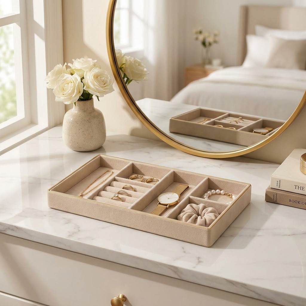 Rellavyn™ Velvet Jewelry and Accessory Organizer Tray