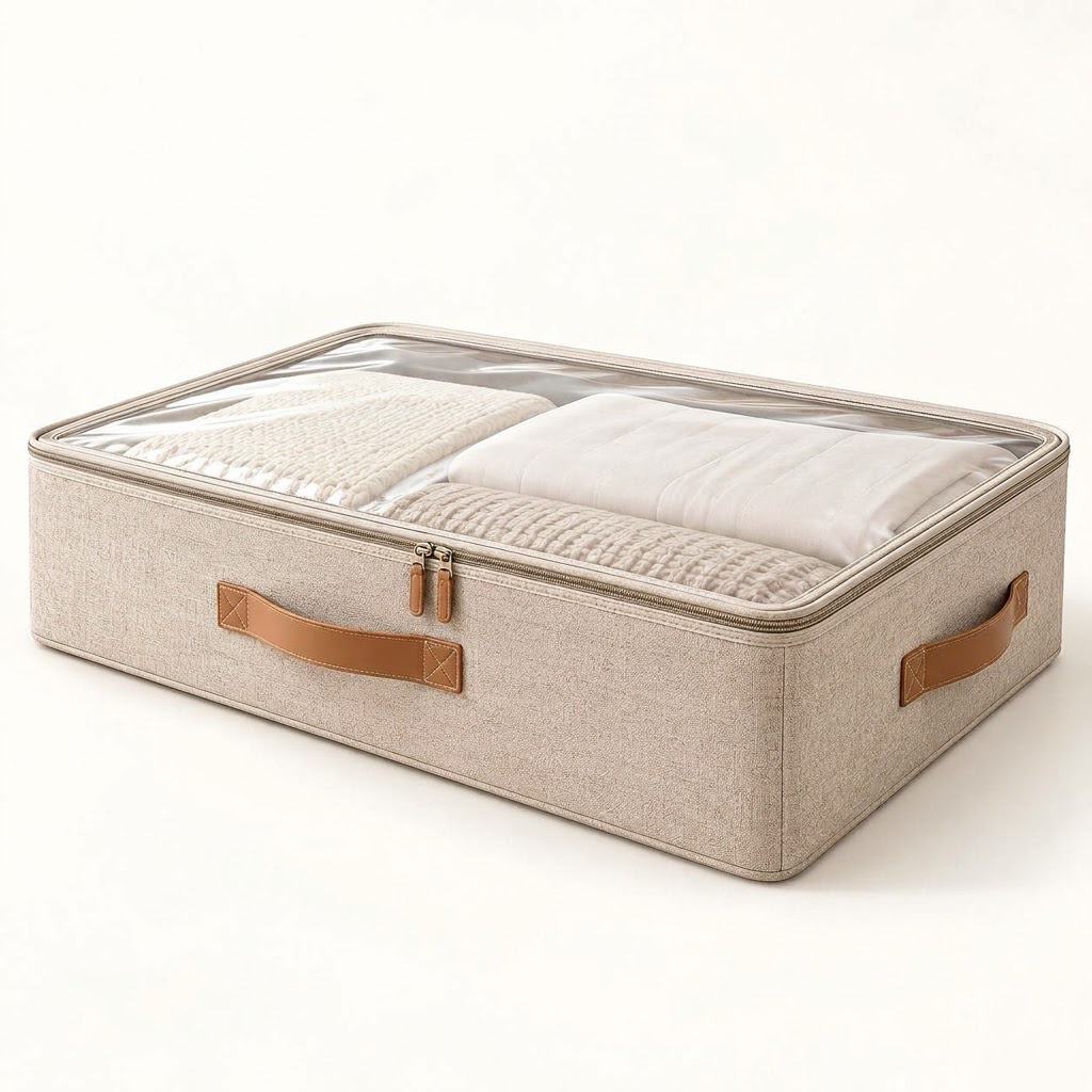 Rellavyn™ Linen Under-Bed Storage Bag with Clear Top