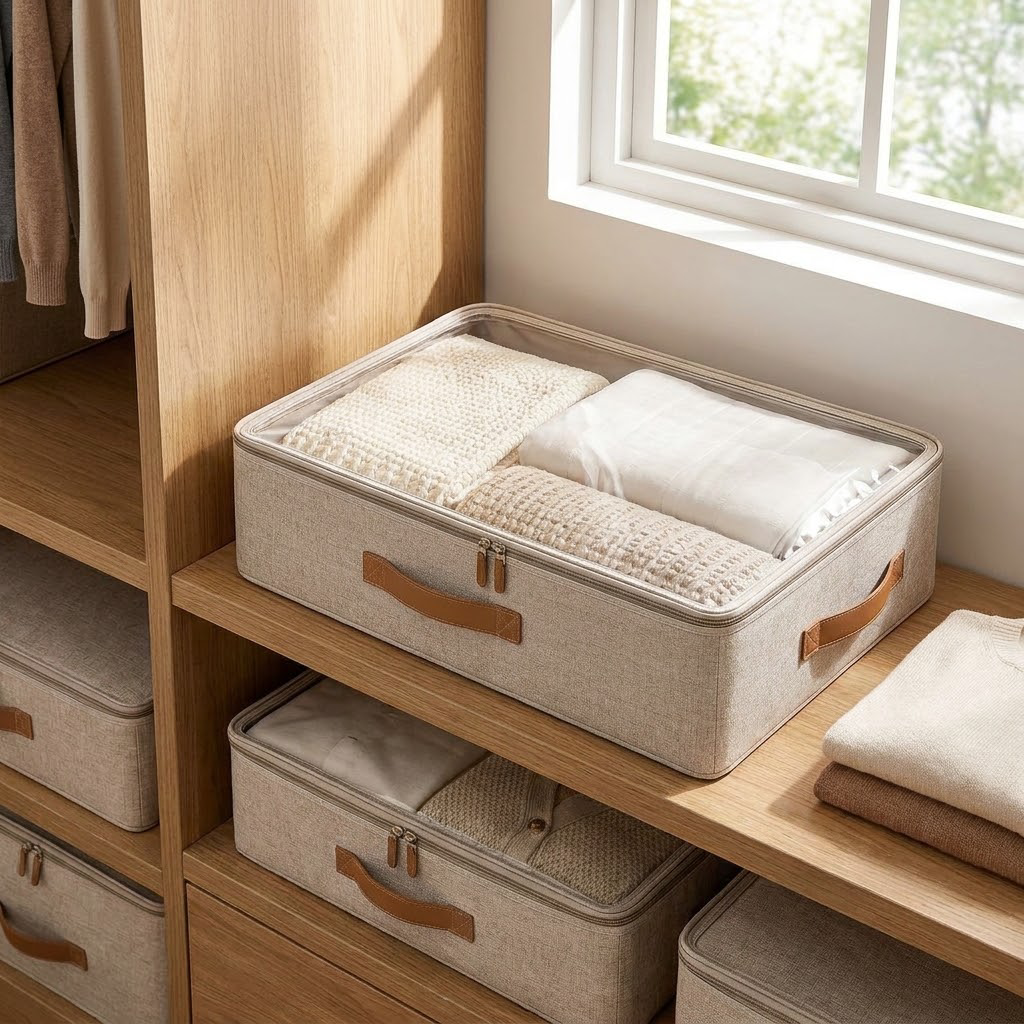 Rellavyn™ Linen Under-Bed Storage Bag with Clear Top
