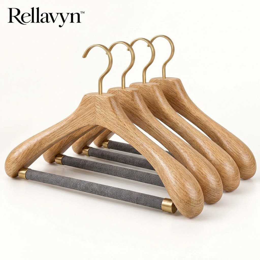 Rellavyn™ Premium Walnut Wood Hangers, Set of 4
