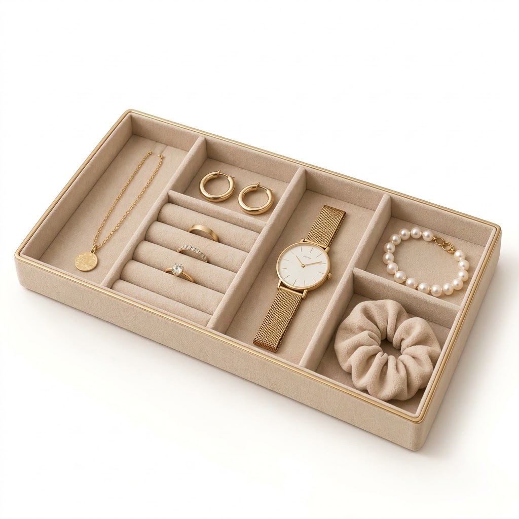 Rellavyn™ Velvet Jewelry and Accessory Organizer Tray